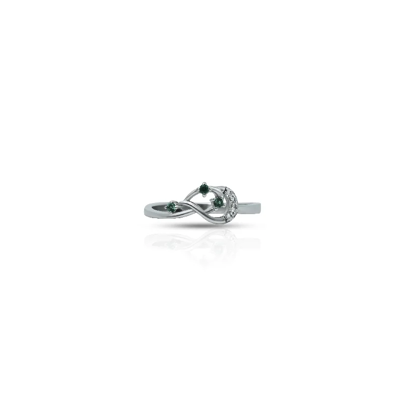 Huge Savings On Timeless Jewelry Collections Unique Design Sterling Silver Ring with Three Green Stones