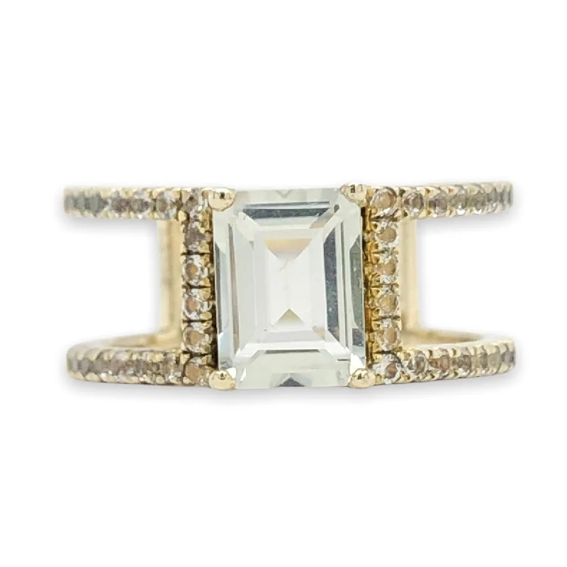 Don't Miss These Dazzling Jewelry Discounts YGP Green Amethyst & White Topaz Ring