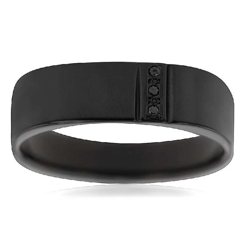 Limited-Stock Jewelry Sale – Once It's Gone, It's Gone Zirconium Ring with 3 Brilliant Cut Black Diamond Limited-Stock Jewelry Sale – Once It's Gone, It's Gone Zirconium Ring with 3 Brilliant Cut Black Diamond