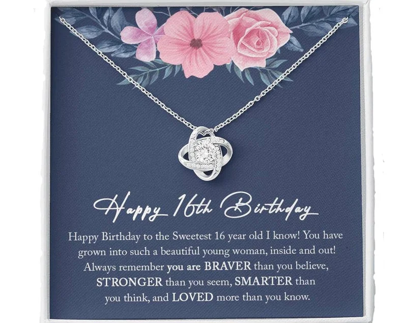 Sparkle For Less – Shop Our Limited-Time Jewelry Deals 16th Girl Sweet 16 Gift For Girl Sweet 16 Necklace Gift For 16 Year Old Girl Sweet Sixteen Love Knot Necklace