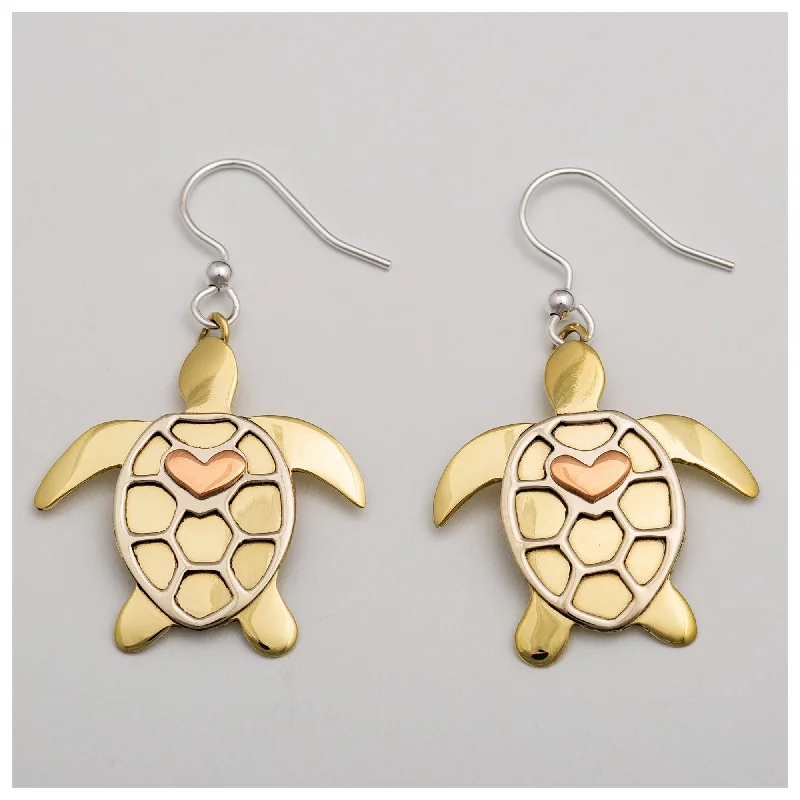 Last Chance To Grab Your Favorite Jewelry At A Discount Sea Turtle Love Mixed Metal Earrings