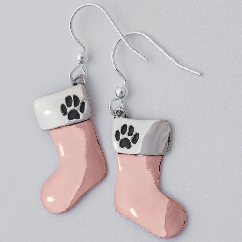 Trendy Minimalist Jewelry For Everyday Wear Stocking Stuffer Paw Print Mixed Metal Earrings