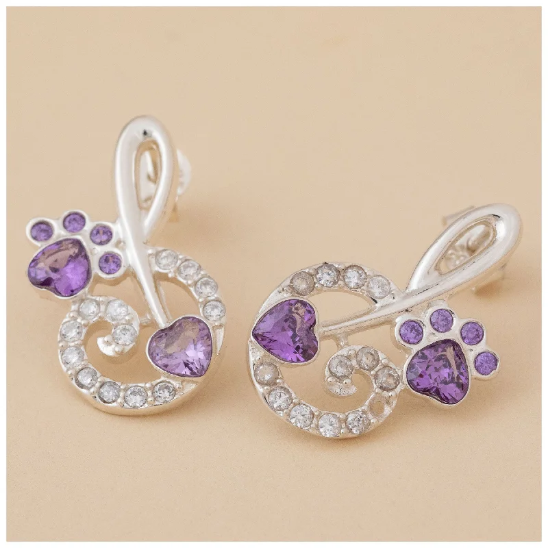 Fashion-Forward Geometric Jewelry For Contemporary Style Sterling Silver Infinity Paw Print Earrings