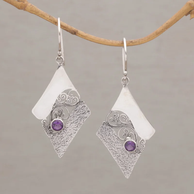 Handcrafted Jewelry Sale – Unique Designs At Low Prices Amethyst Whirl Artisan Crafted Sterling Silver Amethyst Dangle Earrings
