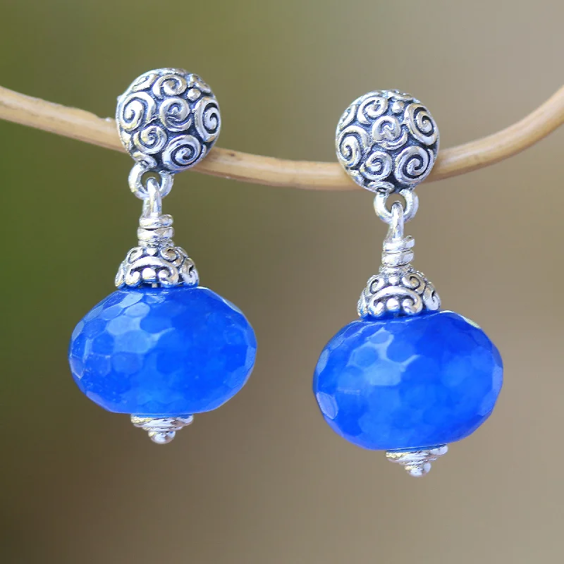 Bestselling Jewelry At Special Promotional Rates Azure Buddha Blue Chalcedony Dangle Earrings from Bali