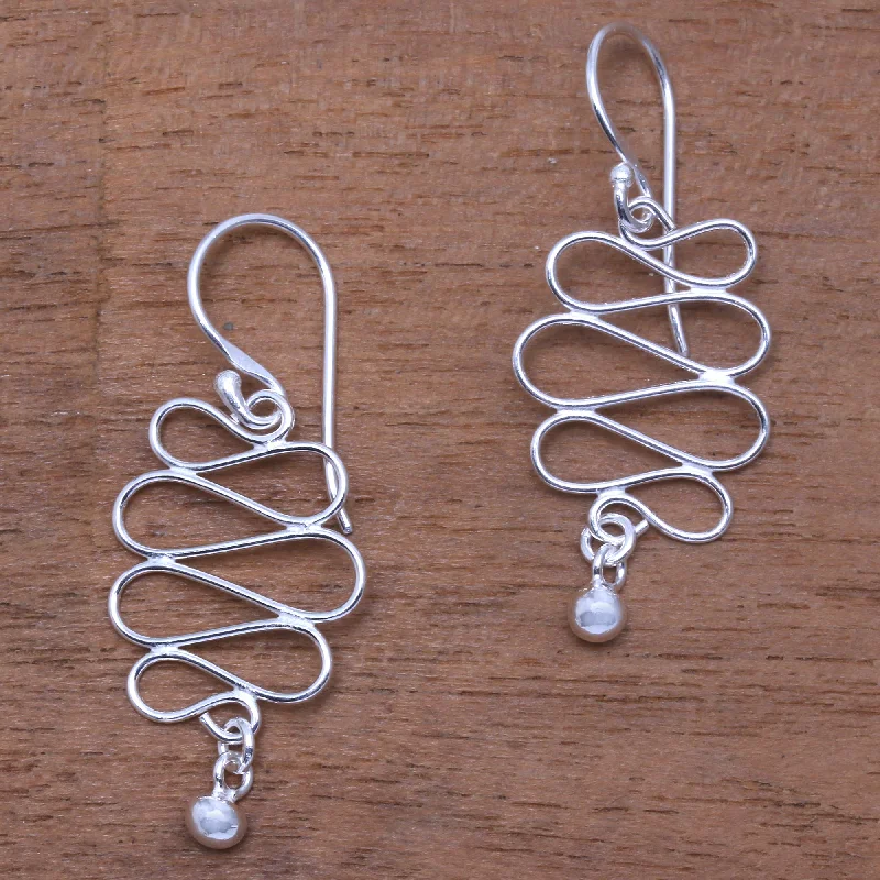 Best Jewelry Sale Prices – Limited-Time Offer Bali Current Wavy Sterling Silver Dangle Earrings Crafted in Bali