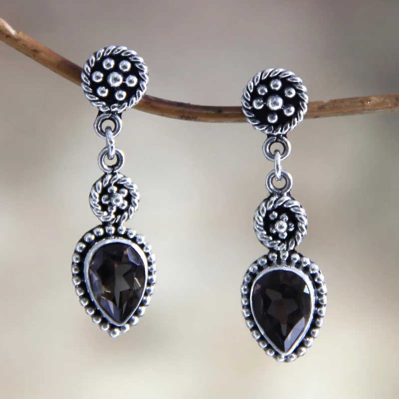 Flash Deals On Fine Jewelry – Shop Before It's Gone Balinese Jackfruit Unique Sterling Silver and Smoky Quartz Earrings