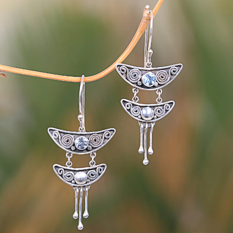 Jewelry Sale Alert – Shop Timeless Elegance Today Balinese Pagoda Balinese Sterling Silver and Blue Topaz Dangle Earrings