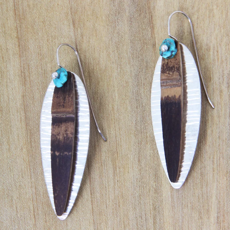 Huge Savings On Premium Jewelry Styles Bamboo Island Drop Earrings Crafted from Silver Turquoise and Bamboo