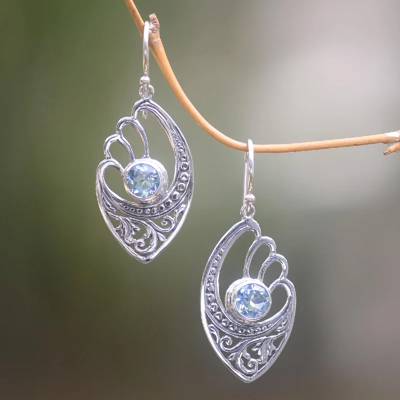 Grab Stylish Jewelry Before The Sale Ends Blue Wings Handmade Blue Topaz and Sterling Silver Dangle Earrings