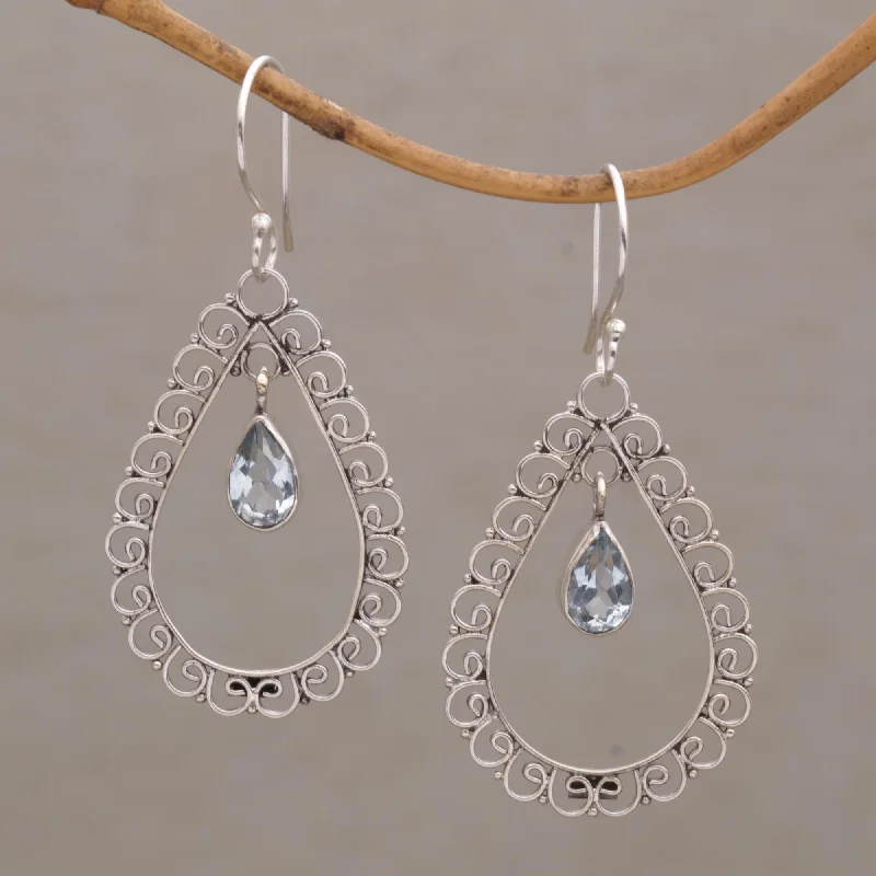 Final Call For Exquisite Jewelry At Reduced Rates Celuk Gate Two Carat Blue Topaz and Sterling Silver Earrings
