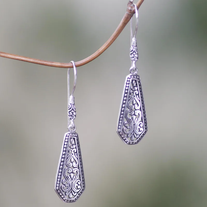 Buy More, Save More On Stunning Jewelry Designs Dayak Beauty Sterling Silver Shield Dangle Earrings from Indonesia