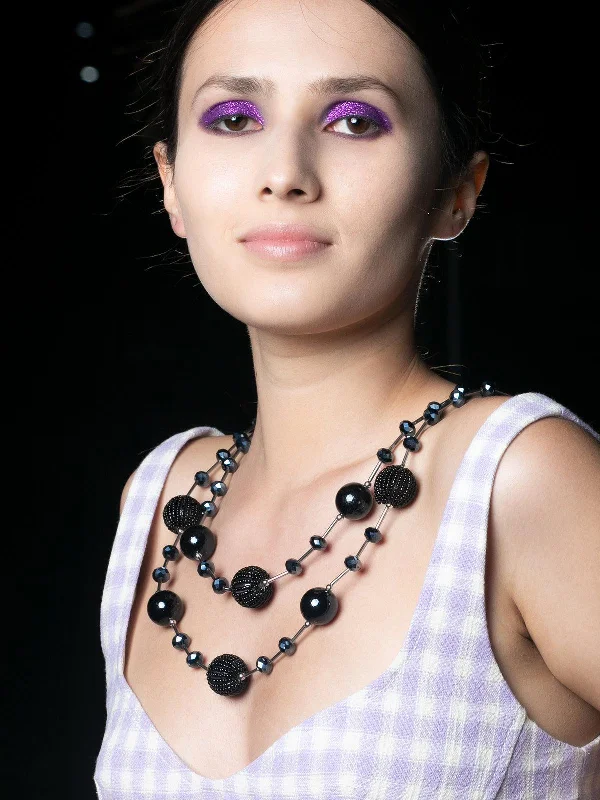 Exclusive Jewelry Offers – Shine For Less Odette Women Navy Bkue Beads Necklace