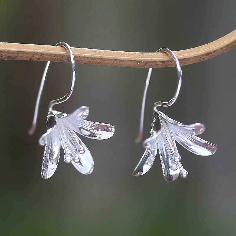 Exclusive Online Jewelry Sale – Don't Wait Early Bloom Polished Sterling Silver Flower Drop Earrings
