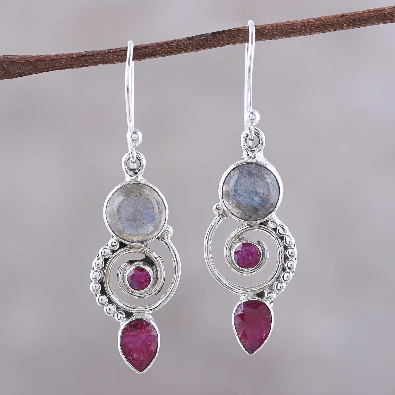 Seasonal Jewelry Deals – Elevate Your Style Elegant Labyrinth Labradorite and Agate Dangle Earrings from India