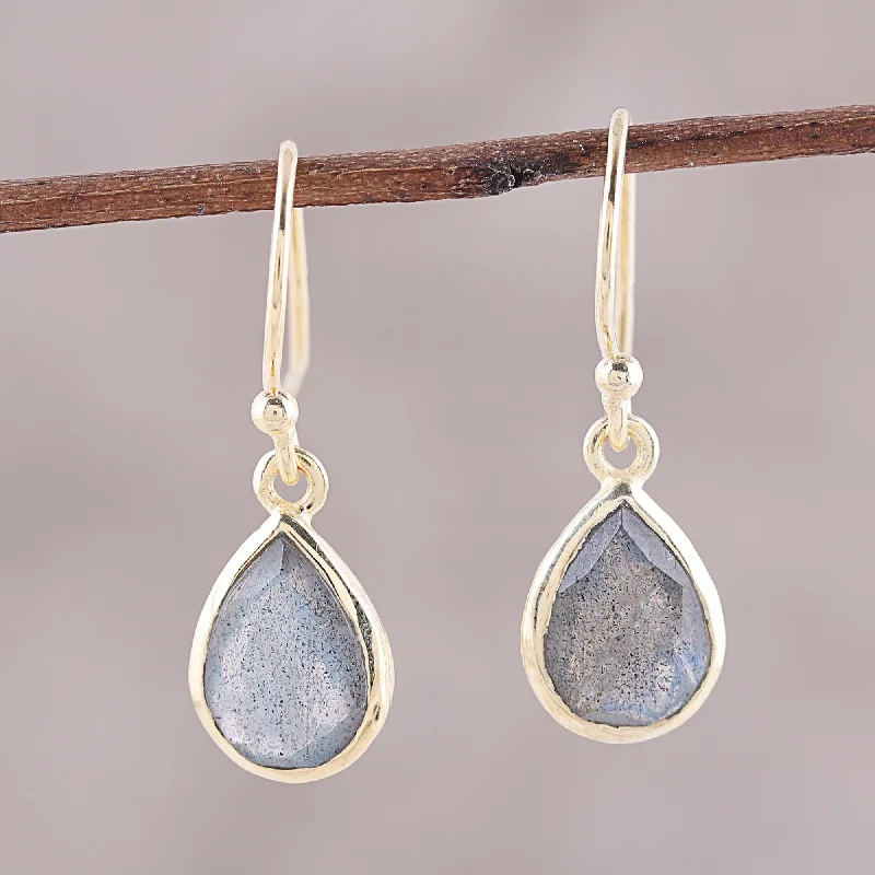 Shop Signature Jewelry Styles At Exclusive Prices Fantastic Drops Gold Plated 4-Carat Labradorite Dangle Earrings from India