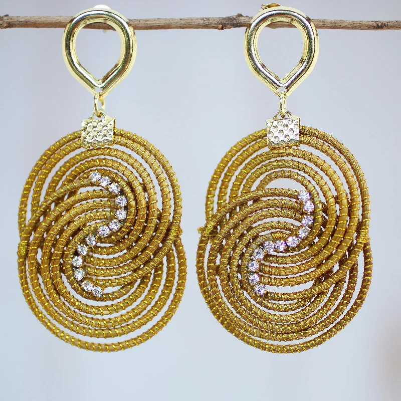 Timeless Jewelry Styles At Wallet-Friendly Prices Fields of Hope Gold Plated Golden Grass Dangle Earrings with Rhinestones