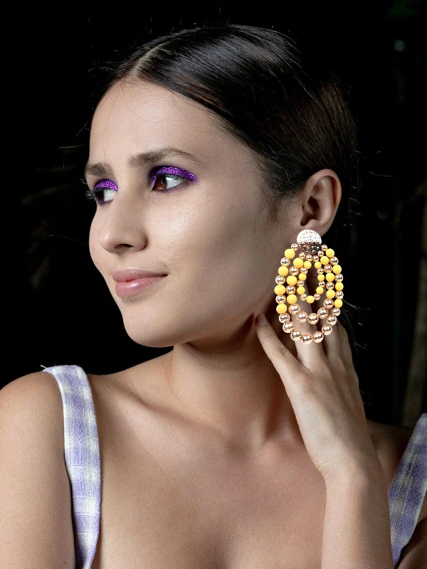 Bohemian-Inspired Jewelry For Free-Spirited Fashion Odette Women Yellow And Gold Metal Earrings