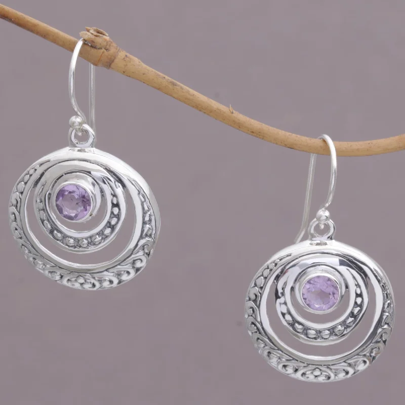 Seasonal Jewelry Deals – Elevate Your Style Heavenly Gleam Amethyst and Sterling Silver Crescent Earrings from Bali