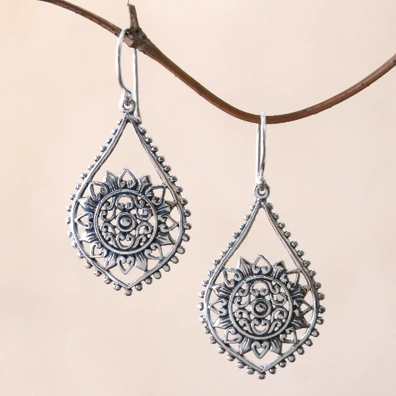 Limited-Time Offer On Elegant Jewelry Pieces Jagaraga Sun Sun Pattern Sterling Silver Dangle Earrings from Bali
