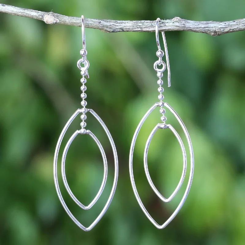 Elegant Jewelry Pieces At Unbelievable Prices Lotus Symmetry Long Sterling Silver Hook Earrings Handcrafted in Thailand
