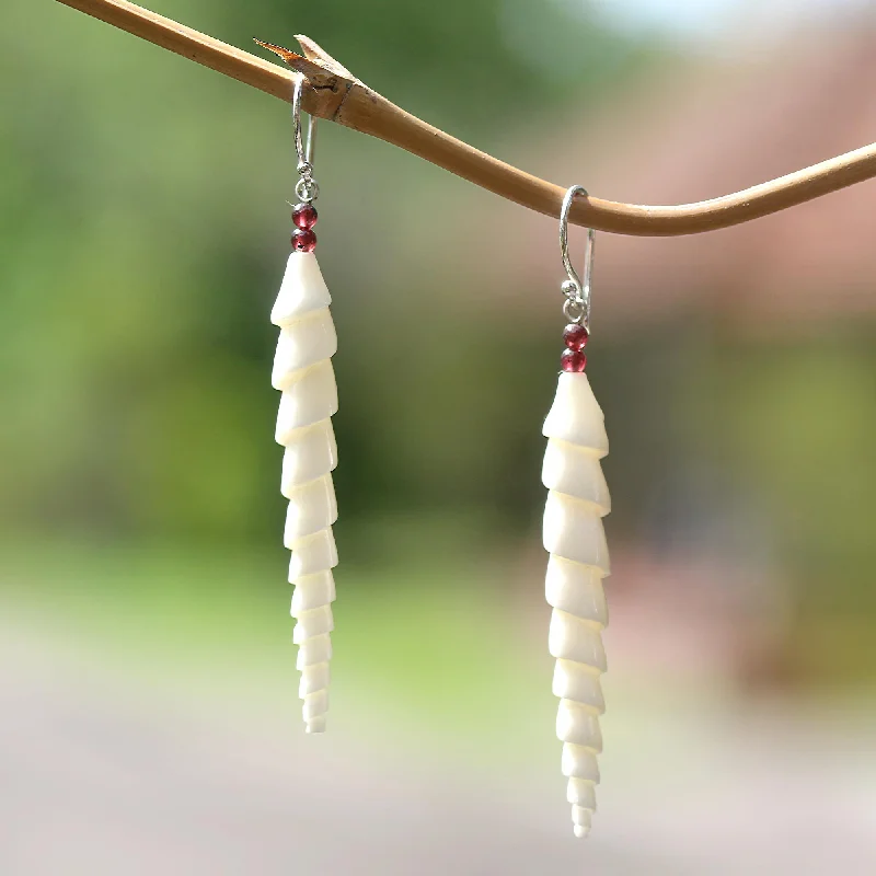 Glamorous Jewelry, Glamorous Deals – Shop Now Mystical Spirals Spiral Bone and Amethyst Dangle Earrings from Bali