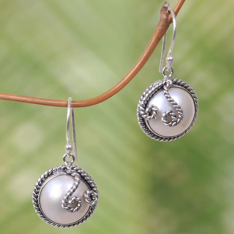 Luxury Meets Affordability – Jewelry Sale Now Live Night Moon Indonesian Hand-Made Cultured Pearl and Silver Earrings