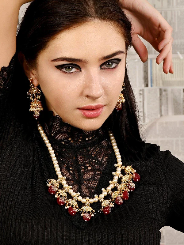 Shop Fine Jewelry With Exclusive Savings Odette Women Pearl Necklace With Kundan Work Finish