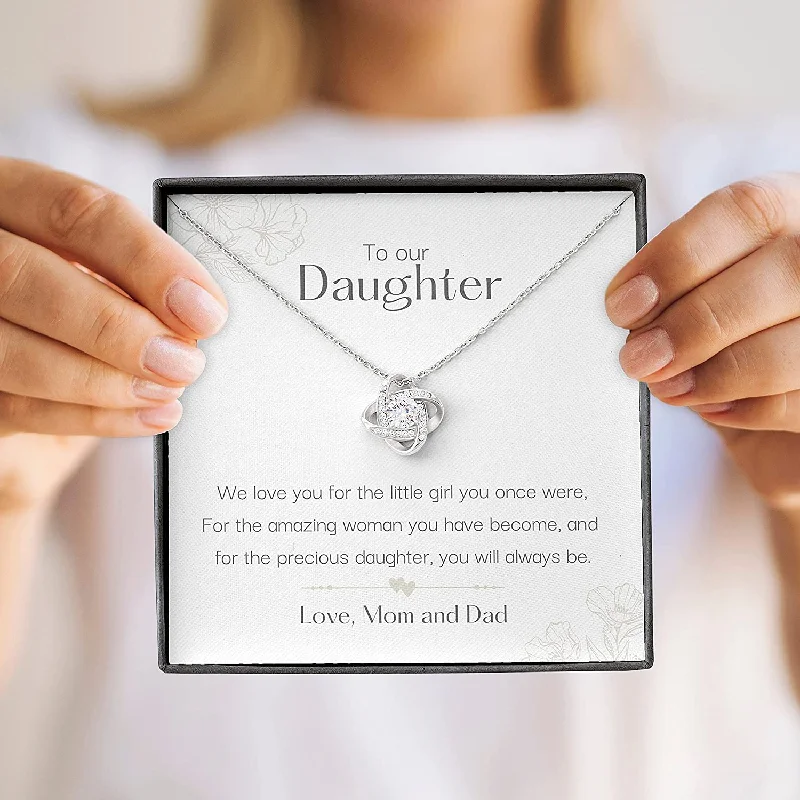 Elegant Designs, Unbeatable Discounts – Shop Jewelry Now Personalized Necklace Gift Forever Love Necklace To Our Daughter Love Mom & Dad 14k White Gold Necklace Gift For