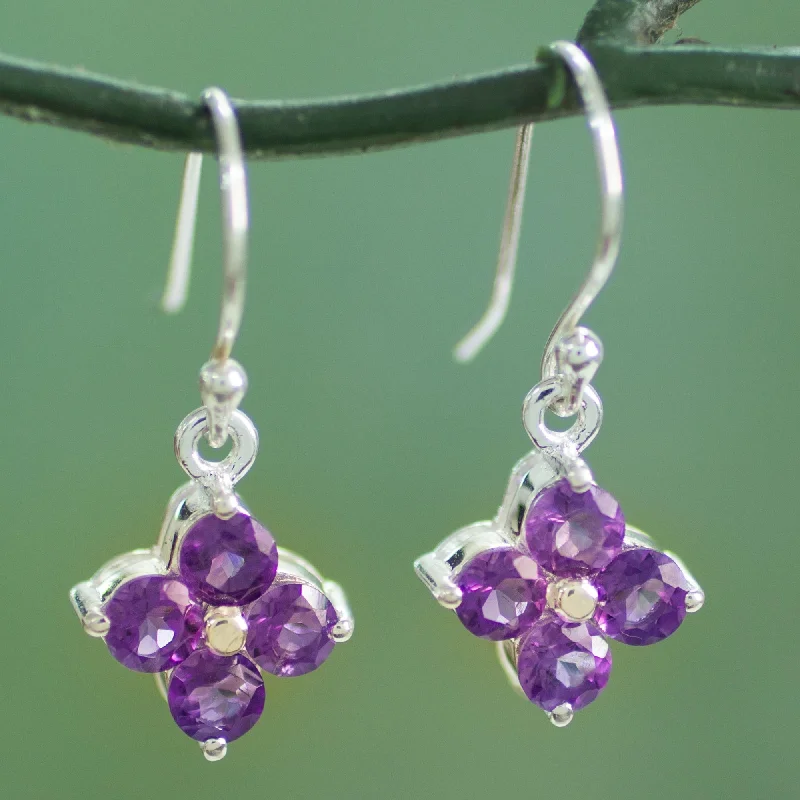 Seasonal Jewelry Sale – Upgrade Your Style Today Petite Petals Floral Amethyst Dangle Earrings Artisan Crafted Jewelry