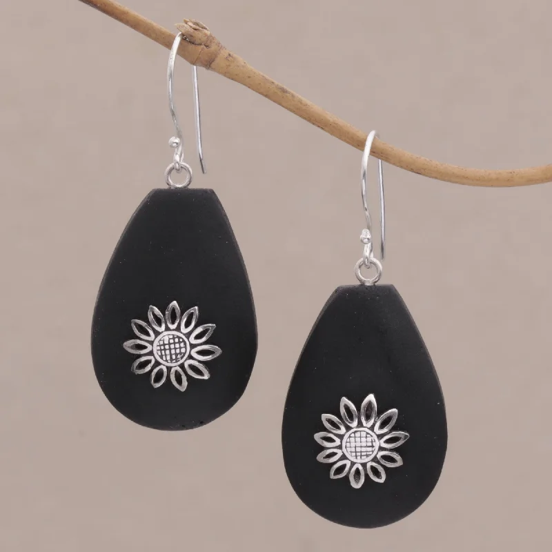 Timeless Jewelry At Special Discount Rates Pura Petals Lava Stone and Sterling Silver Floral Earrings from Bali