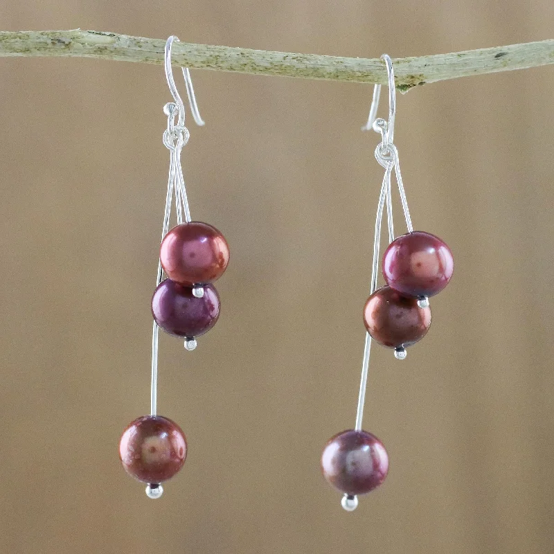 Luxury Meets Affordability – Jewelry Sale Live Now Ripe Berries Red Cultured Pearl and Sterling Silver Dangle Earrings