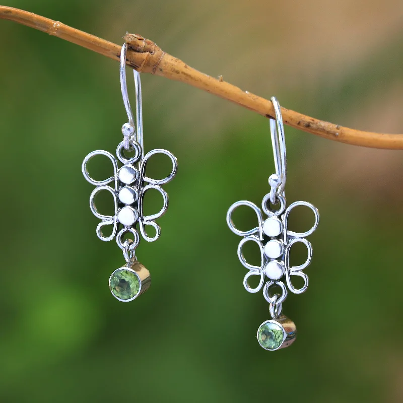 Best Jewelry Deals – Shop Premium Pieces At Great Prices Round Butterfly Circle Motif Peridot Dangle Earrings from Bali