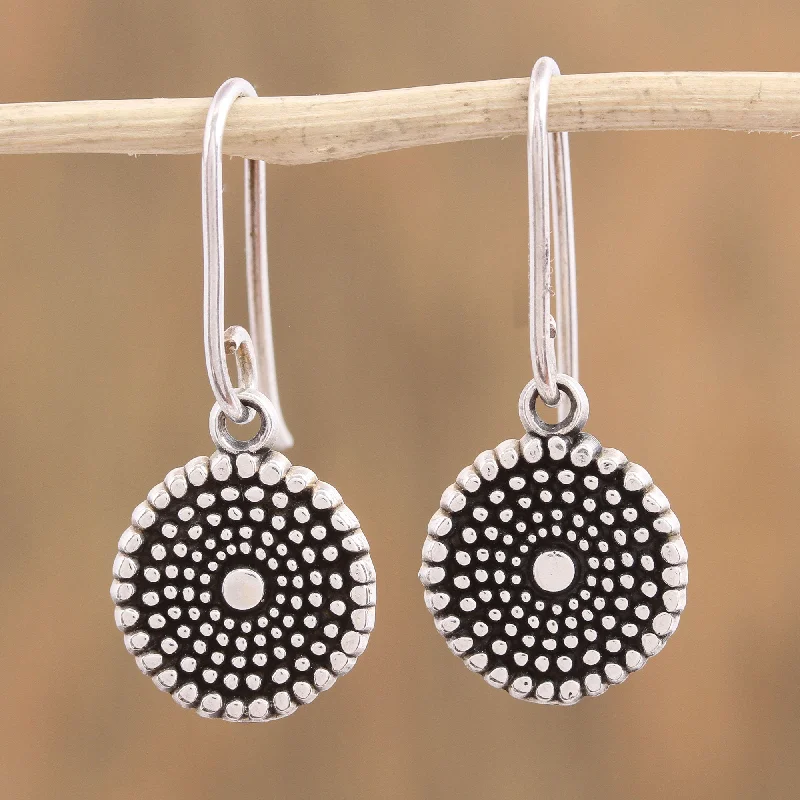 Breathtaking Jewelry, Breathtaking Prices Spiraling Splendor Handcrafted Round Sterling Silver Dangle Earrings