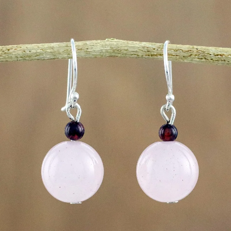 Seasonal Jewelry Clearance – Best Styles At The Lowest Prices Sweet Candy Rose Quartz and Garnet Beaded Dangle Earrings