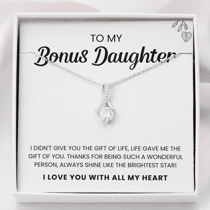 Shop Handcrafted Jewelry At Special Promotional Rates To My Bonus Daughter - I Love You with all my heart Gift from Mom Dad Alluring Beauty Necklace XL047E