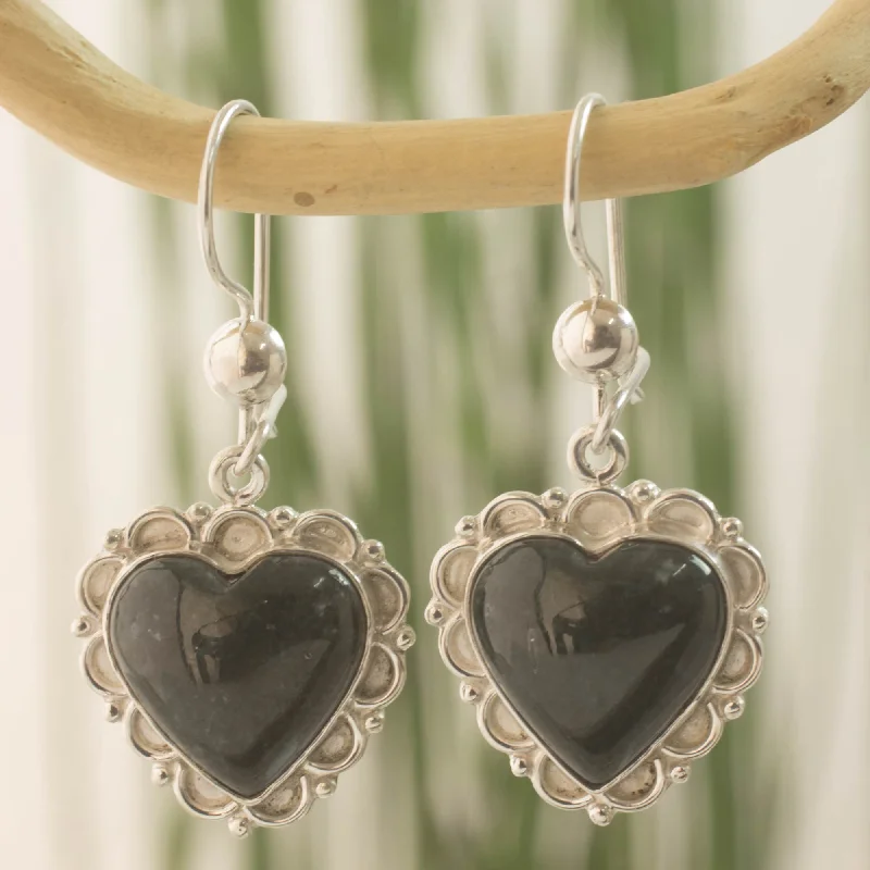 Trending Jewelry Now At Unbeatable Prices Zinnia Love Dark Green Jade and Sterling Silver Handcrafted Earrings