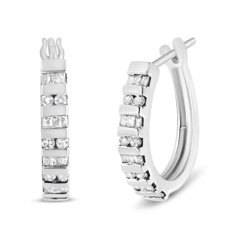 Limited-Time Jewelry Discounts – Shine Without The Splurge 10K Gold Round and Baguette-Cut Diamond Hoop Earrings