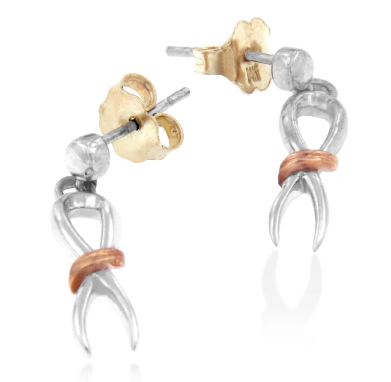 Huge Markdowns On Premium Jewelry Styles 10K Two-Toned Gold Flash Plated .925 Sterling Silver Awareness Ribbon Dangle Earrings