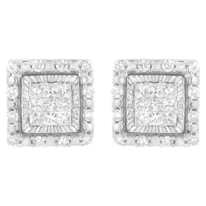 Huge Savings On Timeless Jewelry Collections 10K White Gold 1/2 cttw Invisible Set Princess-Cut Diamond Square Stud Earring