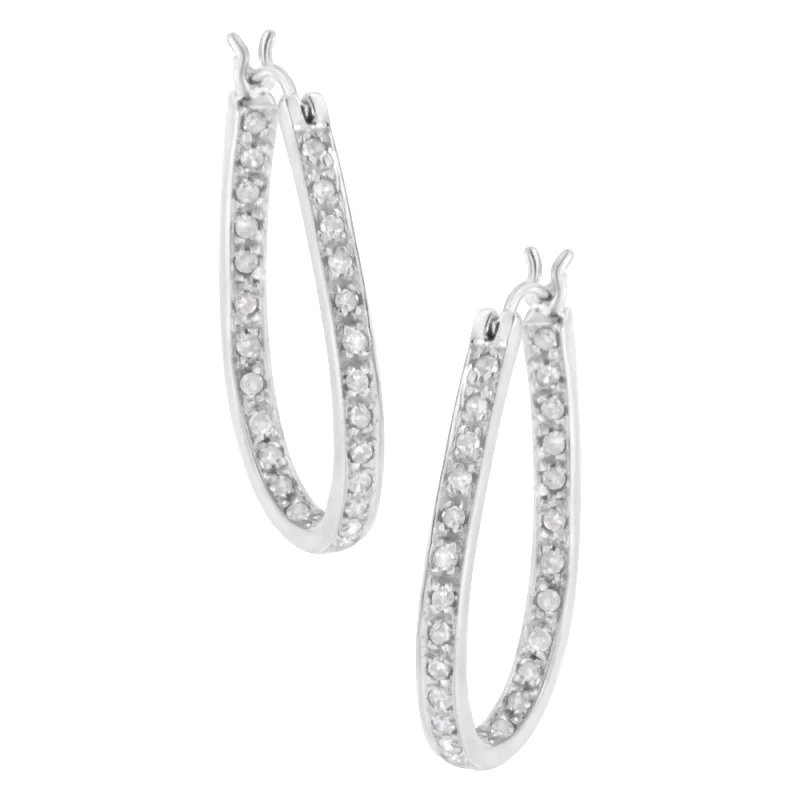 Once-A-Year Jewelry Deals – Shop Before They’Re Gone 10K White Gold 1/2 Cttw Prong-Set Round-Cut Diamond Inside Out Hoop Earrings