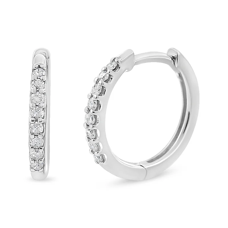 Limited-Time Offer On Premium Jewelry Collections 10K White Gold 1/5 Cttw Round-Cut Diamond Modern Hoop Earrings