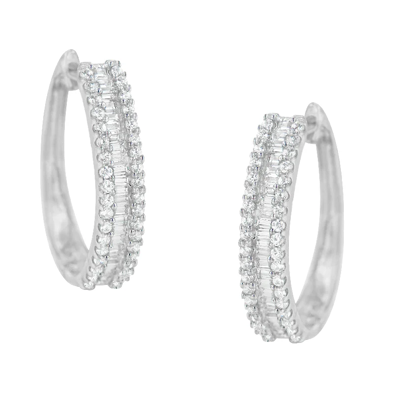 Romantic Heart-Shaped Jewelry For Special Gifts 10K White Gold Diamond Hoop Earrings