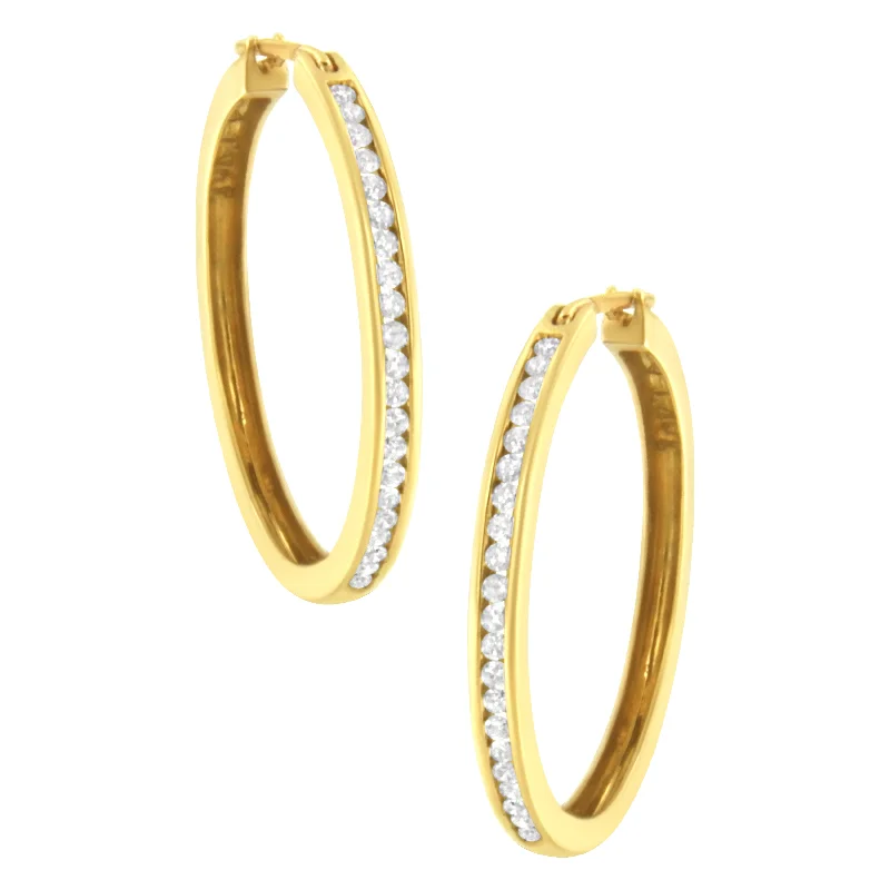 Best Jewelry Deals – Shop Premium Pieces At Great Prices 10K Yellow Gold 1/2 cttw Channel Set Diamond Hoop Earrings