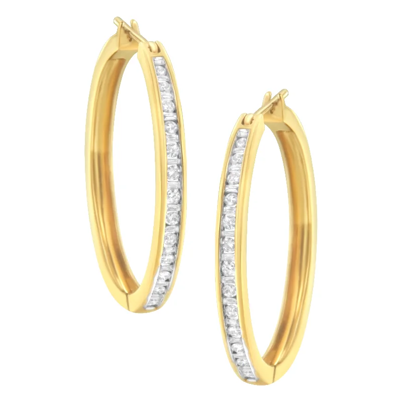 Exclusive Jewelry Bundles At Discounted Rates 10K Yellow Gold 1/2 cttw Channel Set Hoop Earrings
