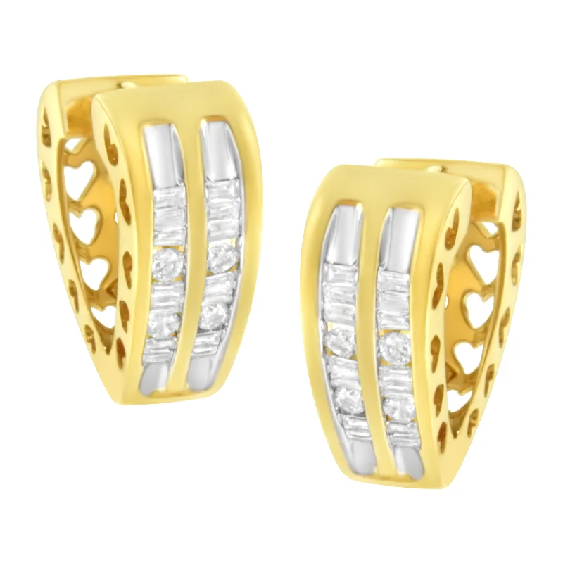 Dainty And Elegant Jewelry Now At Reduced Prices 10K Yellow Gold 1/2 cttw Diamond Huggy Heart Hoop Earrings