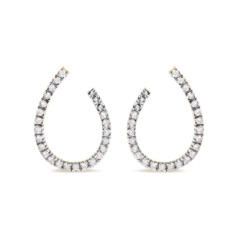 Timeless Elegance At Unbelievable Discounts 10K Yellow Gold 1/2 cttw Round-cut Diamond Hoop Earrings