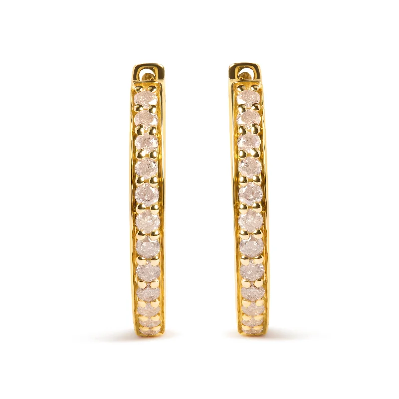 The Ultimate Jewelry Sale – Shop Premium Styles 10K Yellow Gold 1/2 Cttw Round-Cut Diamond Hoop Earrings