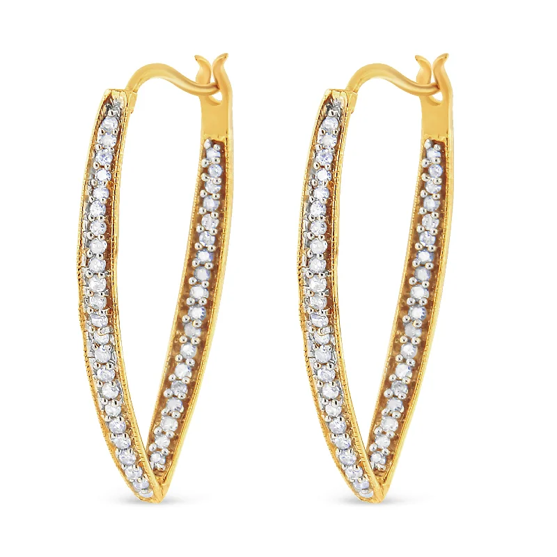 Celebrate With Sparkle – Jewelry Sale Now Live 10K Yellow Gold 1/2 Cttw Round-Cut Diamond Modern Hoop Earrings