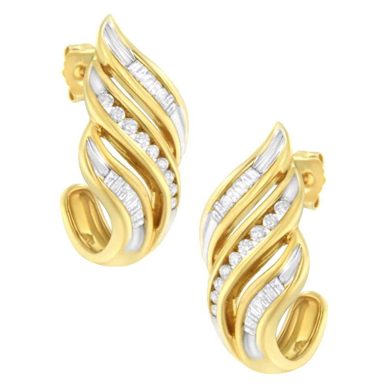 High-End Sparkle, Low-End Prices – Jewelry Sale Live 10K Yellow Gold 1/2ct TW Diamond Spiral Drop and Dangle Earrings
